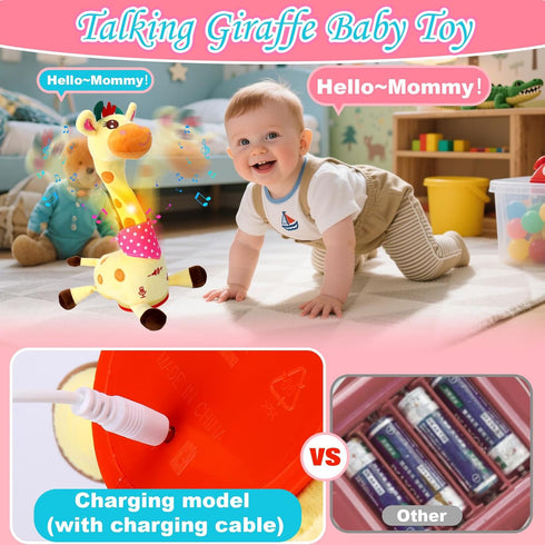 60 Say,Tummy Vodolo Talking Singing Dancing Giraffe Toy with Children's Song,Recharged Interactive Giraffe Plush