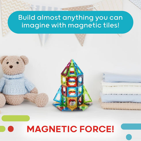 Discovery 100-Piece 3D Magnetic Tile Set, Educational STEM Toy, Construction Building Block Creativity Kit, Safe