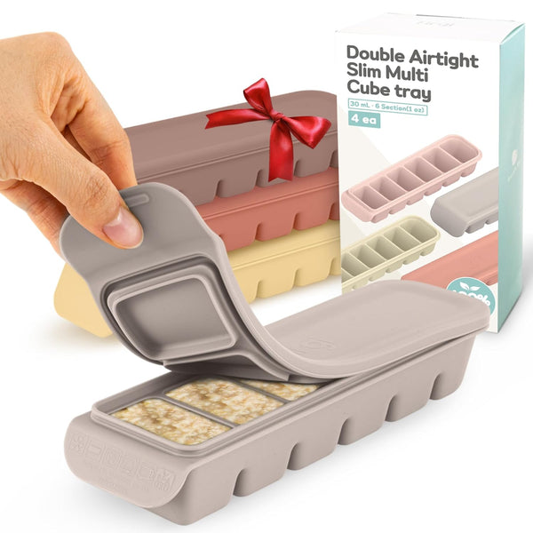 Silicone Ice Cube Freezer Tray with Lid, 100% Food-Grade Platinum Silicone,Leak Resistance