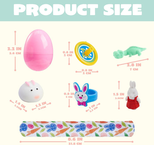 2.2' 60 JOYIN PCS Prefilled Pastel Eggs with Assorted Toys, Stuffed Toys for Easter Egg Hunt, Kids Basket Stuffer