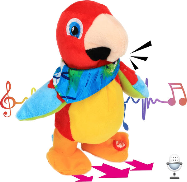 Hopearl Talking Parrot Toy - Repeats What You Say, Walking Electric Interactive Animated Plush Buddy for Toddlers