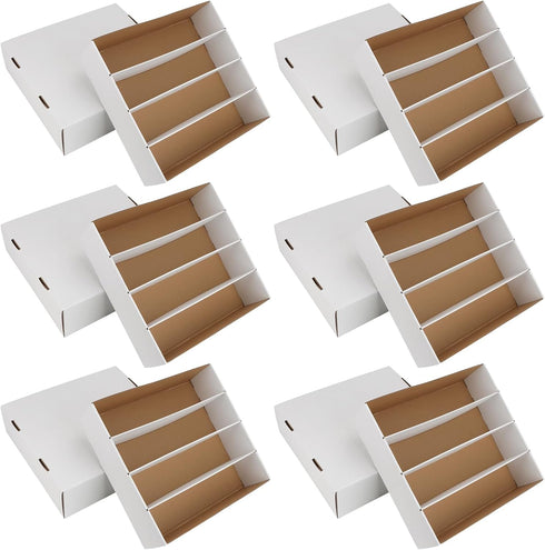 HIMOMO Collector Card Storage Box - 3120 Count for Trading Cards, White Sports Card Boxes (6 Set)
