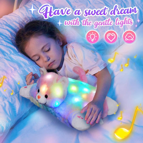 16" Glow Guards Light Up Musical Rainbow Cat Stuffed Animal Glowing Colorful Cute Soft Kitty Plush Toy Pillow Sofa