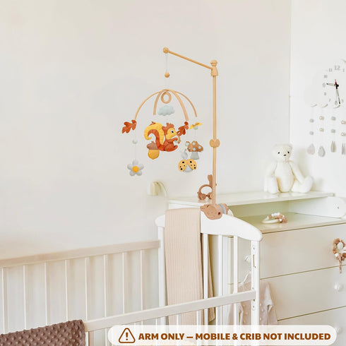 31 Inch, 360 Wooden Baby Crib Mobile Arm, Solid Beech Wood, Rotatable, Whale Design, Adjustable, Anti-Slip, Mobile