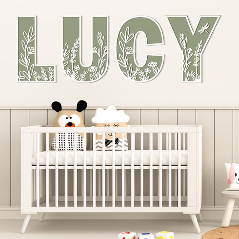 12 Inch Layered Large Wooden Letters for Wall Decor, Flowered Paintable Wooden Nursery Letters for Crafts Wood Alphabet