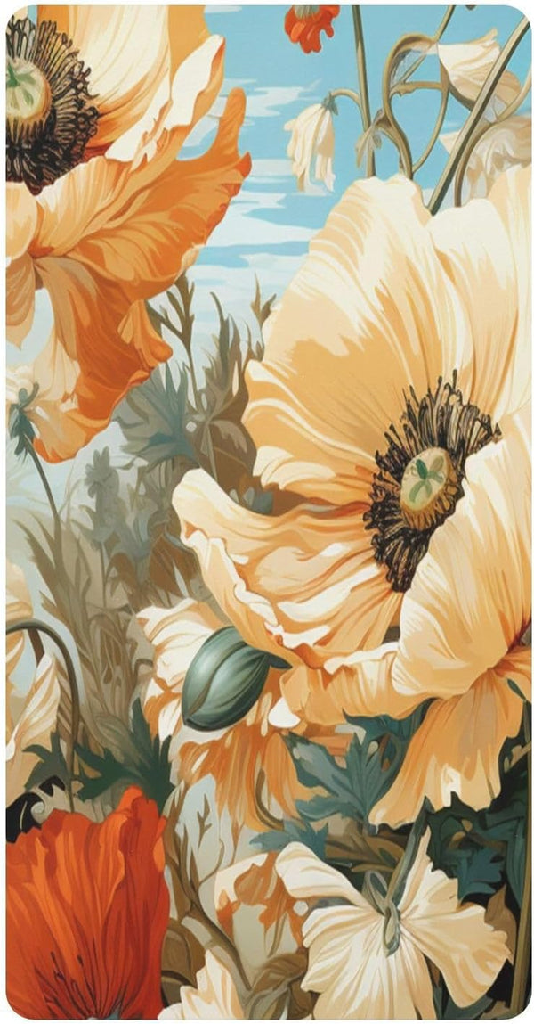 Bseiialft Poppies Leaves Floral Crib Sheets for Boys Girls Soft and Breathable Cotton