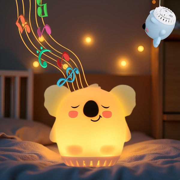 Night Light for Kids Soft Silicone Animal LED Lamp with White Noise,