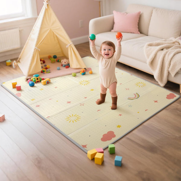 Mallify Baby Play Mat, 50''x50'' Foldable Foam Playmat for Floor, Reversible Activity
