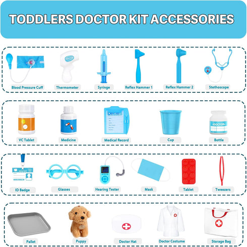3-5 Set 3 4 Doctor Kit for Toddlers - Play Veterinarian Toys for Year Old Boys Girls, Pretend Play Medical Kit