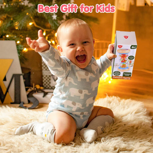 Rainmaker - 7 inch Wooden Rain Stick Montessori Toy for Babies 6-12 Months, Baby Rattle Shaker Musical Instrument
