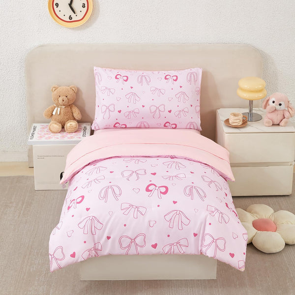 URBONUR 4 Piece Toddler Bedding Set - Soft and Breathable Crib Bedding