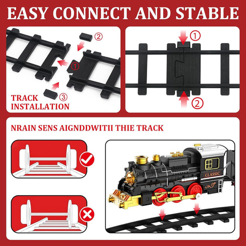 Set Set 3 4 5 6 7 8+ Train Train Toys for Boys with Smokes, Lights and Sound (ON/Off), Train Under Christmas Tree