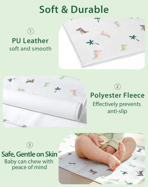 Baby Portable Diaper Changing Pad - Waterproof & Wipeable Changing Mat with PU Leather - Soft Comfortable - Foldable