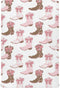 Pfrewn Crib Sheets for Boys Girls Cowgirl Boot Pink Fitted Crib Sheet