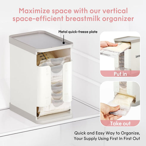 Breastmilk Freezer Organizer | Breastmilk Storage Container Storing System for Freezing Breastmilk | Use with Standard