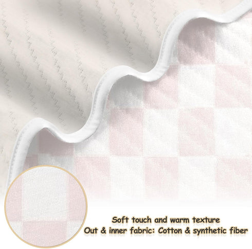 KICPOAY Pink White Checkered Baby Swaddle Blanket for Boys and Girls, Muslin Baby Receiving Swaddle Blanket, Soft