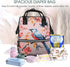 OUSIKA Backpack Daypacks Flower Birds Print Diaper Bag Multifunction Laptop Travel Large Nappy Bag, Black, One Size