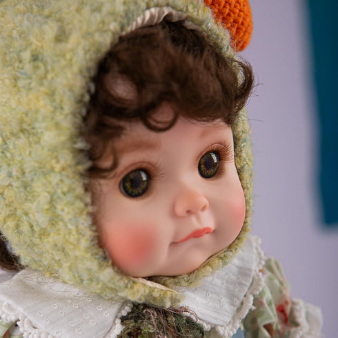 18inch 3+Years Reborn Baby Doll, Lifelike Realistic Baby Doll with Green Carrot Hat and Cute Outfit, Soft Vinyl Doll