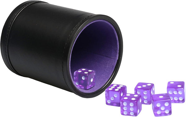 Leatherette Dice Cup with Felt Lining, Quiet Shaker for Playing Yahtzee/Farkle/Liars Dice/Board Game