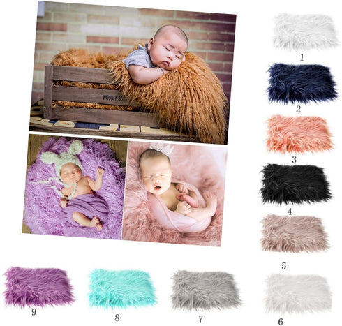 Newborn White Furry Throw Blanket Faux Fur Infant Photography Mat Winter Blankets for Babies Infant Fur Blanket Nativity Costumes for Kids Infant Photography Blanket Set Baby Boy by COOPHYA
