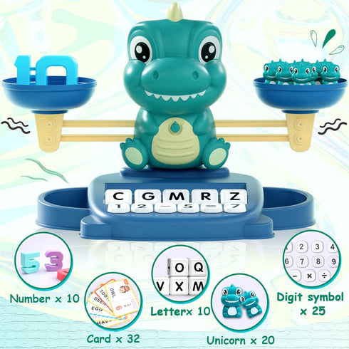 3 4 5 6 7 Kaodezhu Dinosaur Math Balance Toy for Boys and Girls - Montessori Matching Letter Toy for Kids Year Olds