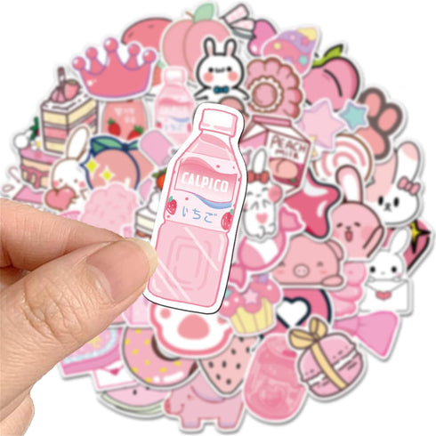 50PCS Cute Kawaii Stickers for Water Bottles, VSCO Pink Stickers for Laptop Aesthetic Gift for Kids Teens Girls