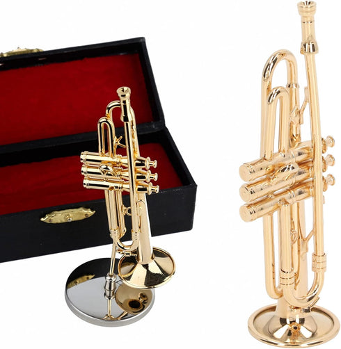Miniature Brass Trumpet Model, Dollhouse Musical Instrument, Christmas Ornament