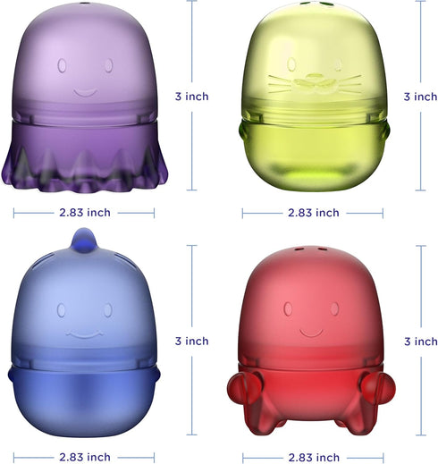 Set 4 Ubbi Translucent Interchangeable Bath Toys for Baby and Toddler, Colorful Mix and Match Baby Bathtub Toys