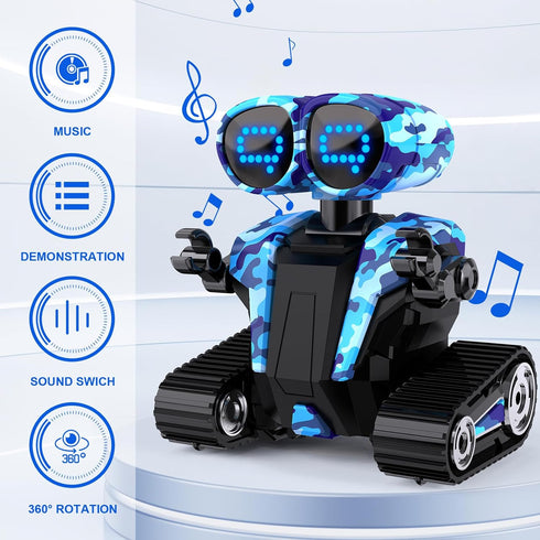 MindPal Robot Toys Rechargeable RC Robots for Kids with LED Eyes Auto-Demonstration Dance & Sing Remote Control Emo