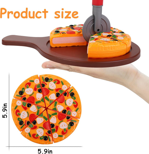 15-Piece Pizza Party Play Set for Kids - Realistic Pretend Play Food Kit for Slice and Serve Kitchen Cooking