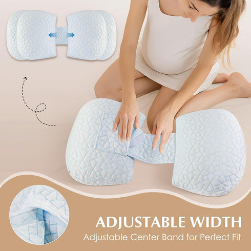 Pregnancy Pillows for Sleeping, Adjustable Travel Wedge Pillow for Belly, Back & Hip Support, Compact Maternity Sleep