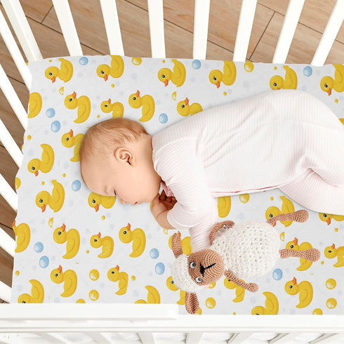 J JOYSAY Boy,39 27 Rubber Duck Bubble White Fitted Crib Sheet for Boys Girls Baby Sheets for x