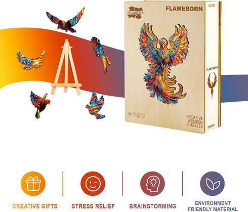 8.5 5.6in 70pcs Wooden Puzzles for Adults - Flameborn Wooden Jigsaw Puzzle, Unique Animal Shaped Wood Puzzles Adult