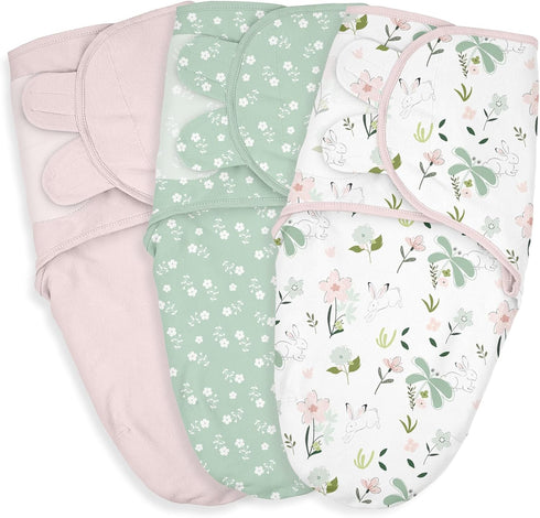 Baby Swaddle Sleep Sacks 3-Pack, Newborn Organic Cotton Swaddle Wraps with Adjustable