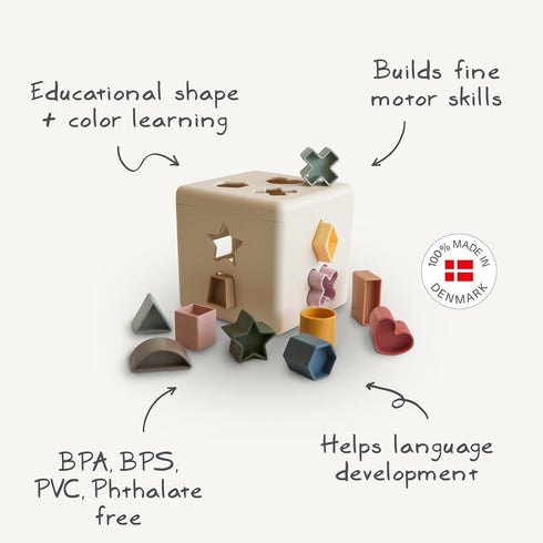 12 (10+ mushie Shape Sorting Box (Petal) | Educational Learning Toy for Toddlers with Shapes | Made in Denmark Months)