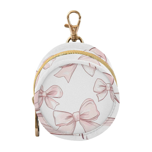 YETTASBIN Pink Bow Portable Pacifier Holder Case with Metal Hook Buckle & Zipper