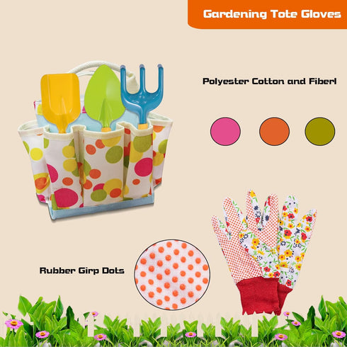 Set, 3 4 5 6 7 8 Kids Gardening Kids Gardening Tools with Watering Can, Shovel, Rake, Gloves, Waterproof Apron