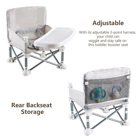 FUFVUTI 6 3 Portable Baby Chair with Removable Tray Folding Booster Seat for Toddlers Months to Years, Lightweight