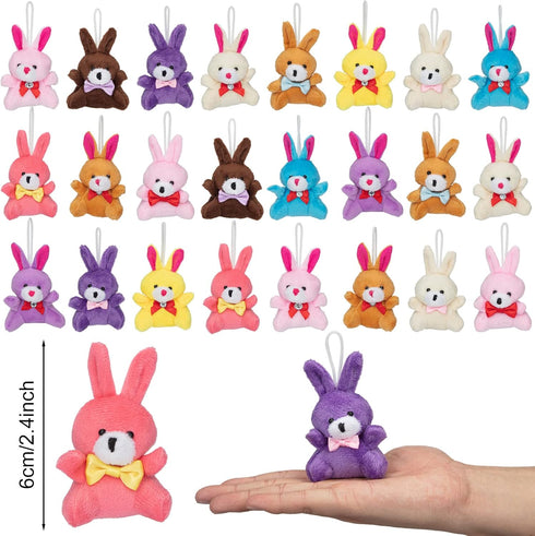 24 Pcs Filled Easter Eggs with Plush Bunny,Colorful Easter Eggs Prefilled with Plush Bunnies,Plush Animals Stuffed Toy