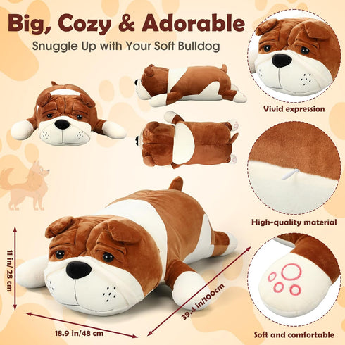 Vertintong 39.4" Soft Dog Plush - Huggable Stuffed Animal Pillow for Kids Birthday Gift - Large Cuddle Puppy Toy
