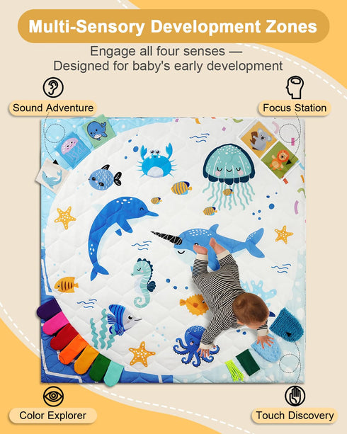 50x50, 4 TINYHARBO Premium Foam Baby Play Mat Developmental Zones Play Mat with Removable & Machine Washable Cover