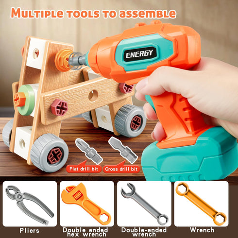 Set 148 Set 3 4 5 6 7 8 VEAIS Kids Tool with Drill, PCS STEM Building Tools with Storage Box Plastic Todder Tool