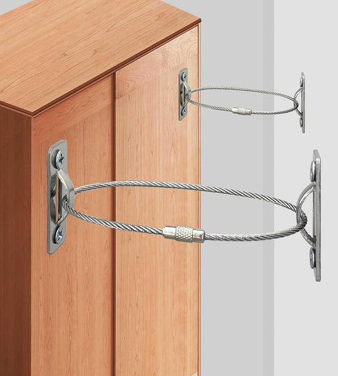 6 Sets Anti Tip Furniture Anchors - Baby Proofing Earthquake Straps, Secure to Wall Anchors for Home Safety