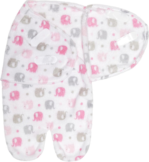 EVERYDAY KIDS Baby Swaddle Blanket Wrap for Girls, Size 0-3 Months - Pink and Gray Elephant, Super Soft Microfleece