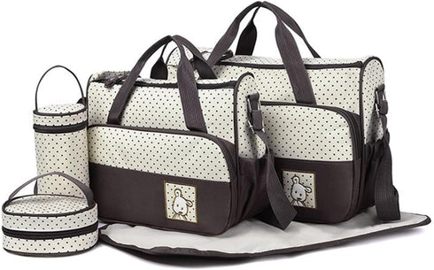 Ckuakiwu 5Pcs Diaper Bag, Diaper Bag, Large Capacity Waterproof Baby Travel with Changing Pad & Side Pockets