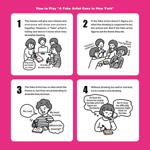 A Fake Artist Goes to New York, Japanese Social Deduction Party Game for 5-10 Players, Fun Drawing Game, Ages 8+