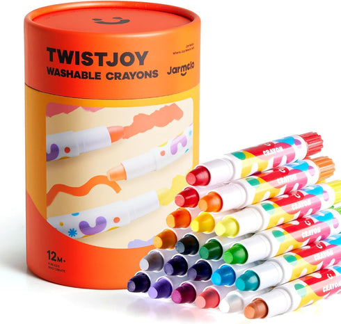 Jar Melo Jumbo Crayons for Toddlers, 24 Colors TwistJoy Non Toxic Washable