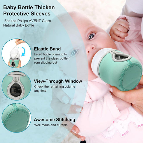 Beautyflier 4oz 4 oz Glass Baby Bottle Sleeve Covers, Reusable Insulator for Heat/Cold Retention, Moisture Neoprene