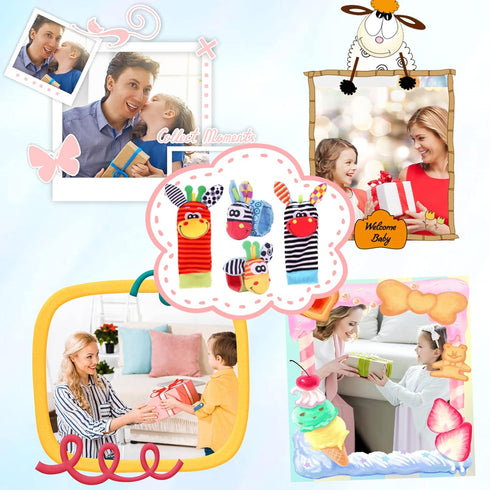Wrist Rattle Foot Finder Socks Set - Newborn Soft Sensory Toys, Baby Rattles for 0-3 6-12 Months