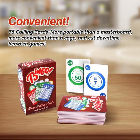 GSE Complete Bingo Game Set - 50 Bingo Cards, 500 Colorful Chips & Calling Cards for Parties and Game Night